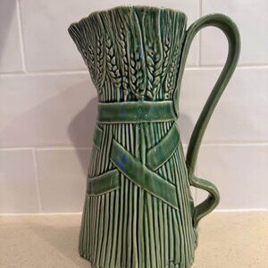 bordallo pinheiro Majollica wheat ribbon pitcher portugal lisbon designer